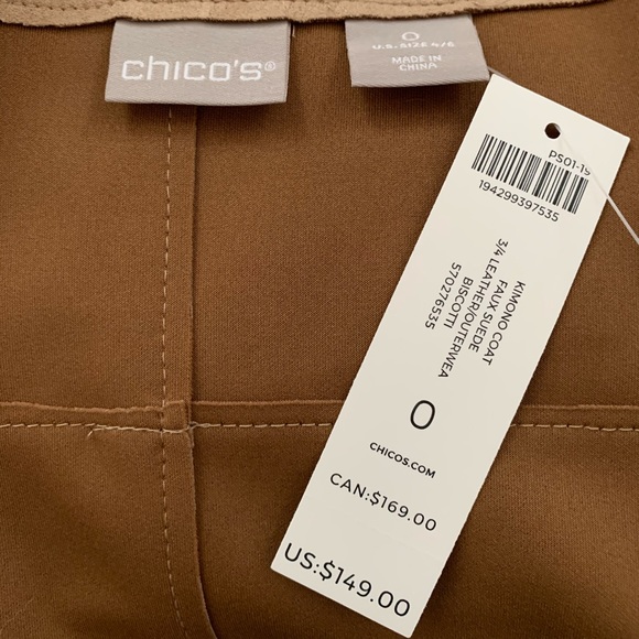 CHICO’S faux suede kimono coat - Picture 7 of 9